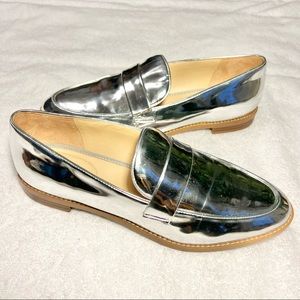 Franco Sarto Hudley Closed Toe Metallic Silver Slip On Loafers Women’s Size 10